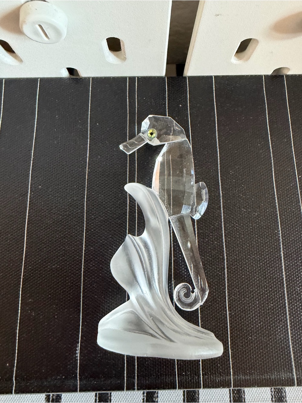 Vintage Clear and Frosted Crystal Seahorse Figurine